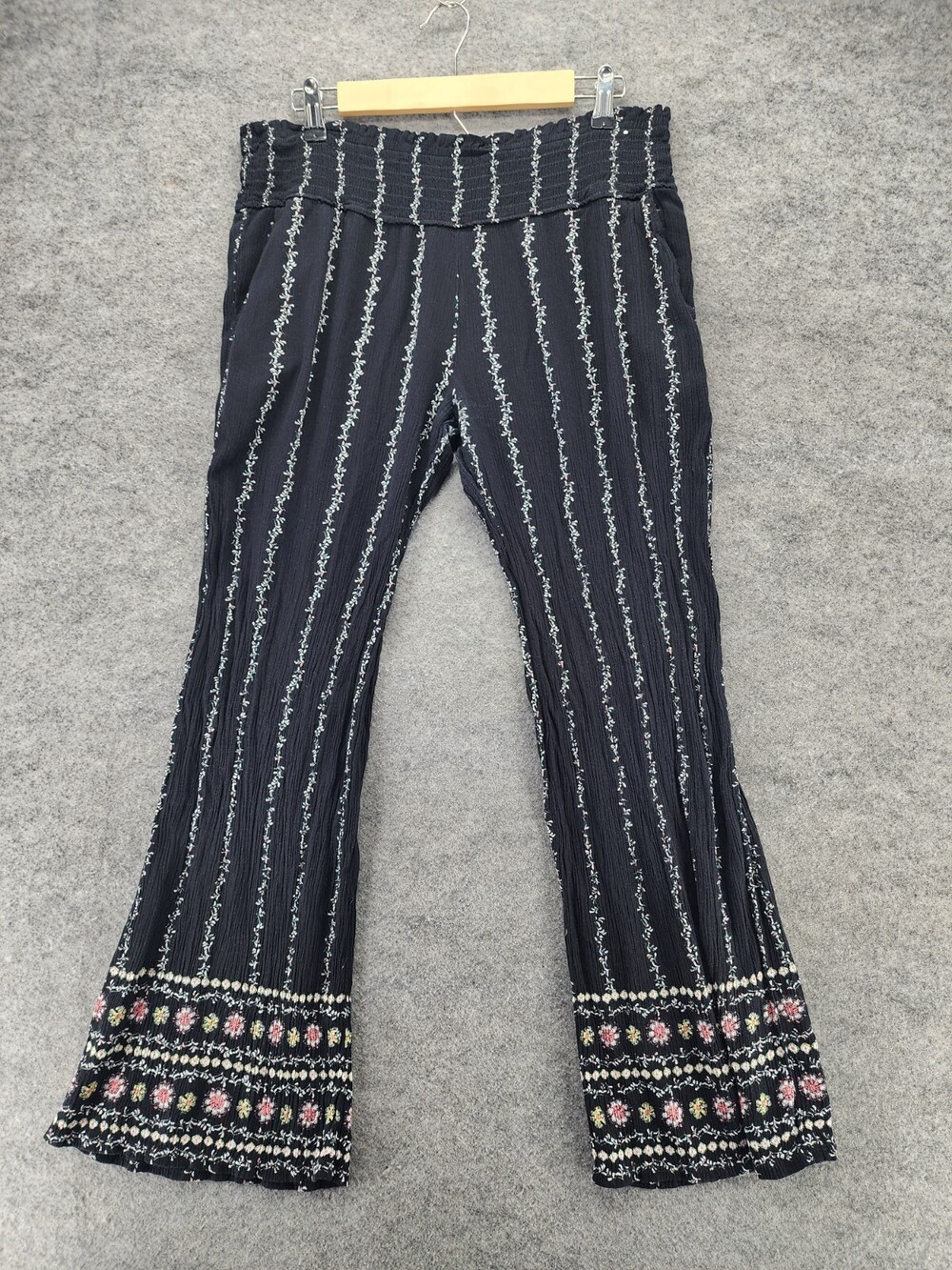 Three Dot Pants Womens Large Black Striped Pull On